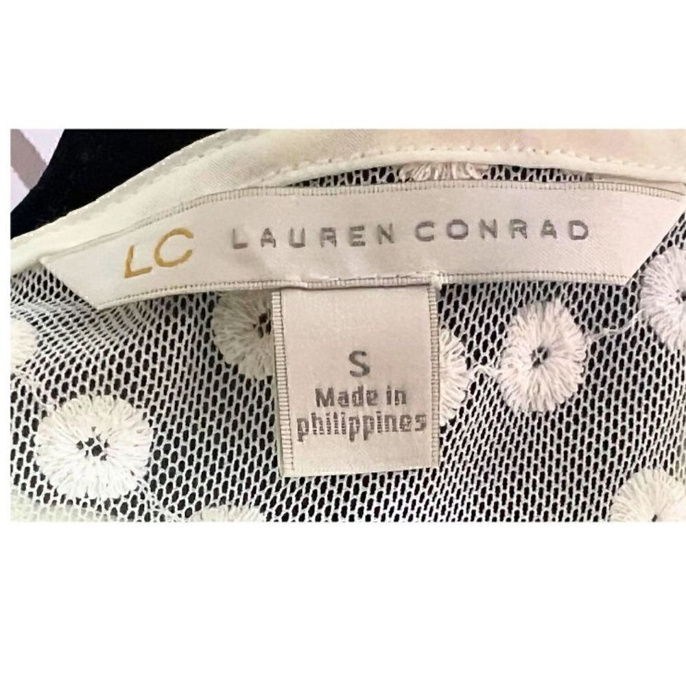 Lauren Conrad LC White Lace Black Ribbon Swiss Dot Sleeveless Top (Womens S) - Picture 8 of 10